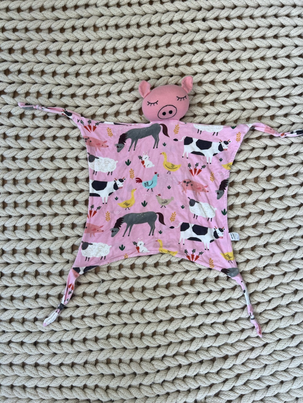 Little Sleepies pink farm animal lovey